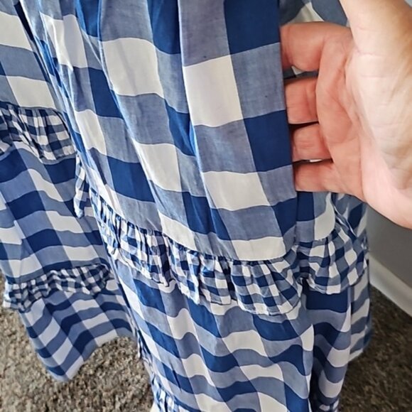 J. Crew Factory Blue and White Check and Gingham Sun Dress NWT - Picture 9 of 15